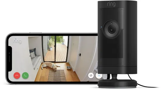 Ring Stick Up Cam Proâ¯udendørs sikkerhedskamera med strømstik, Sort