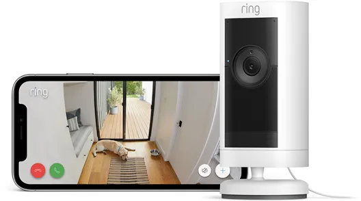 Ring Stick Up Cam Proâ¯udendørs sikkerhedskamera med strømstik, Hvid
